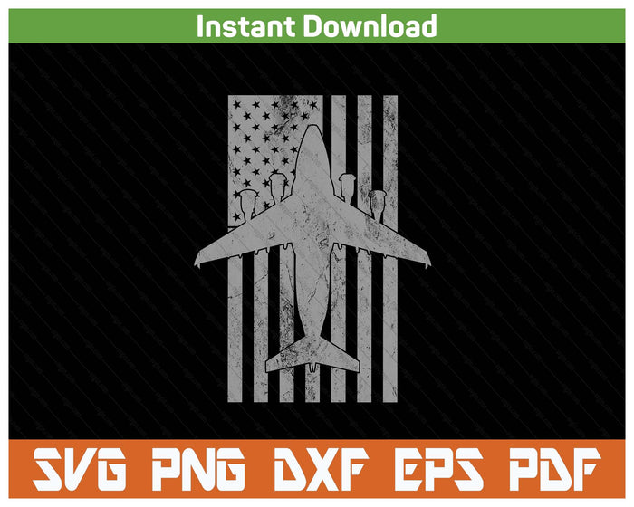 C-17 Globemaster Military Transport Airplane Flag SVG PNG Cutting Files