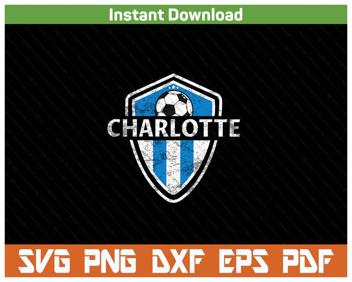 Charlotte Jersey Fan Badge Distressed SVG PNG Cutting Files