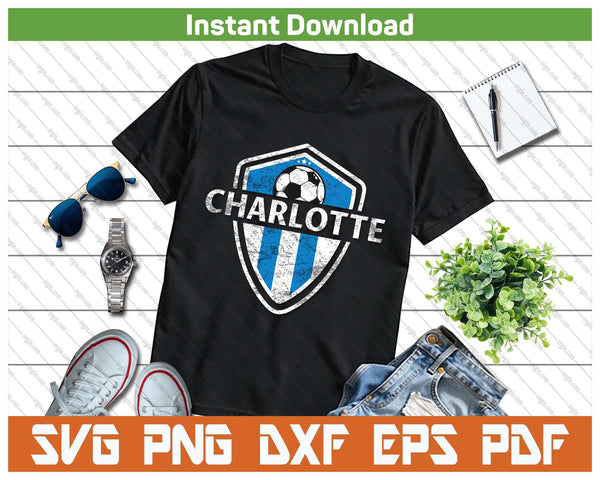 Charlotte Jersey Fan Badge Distressed SVG PNG Cutting Files