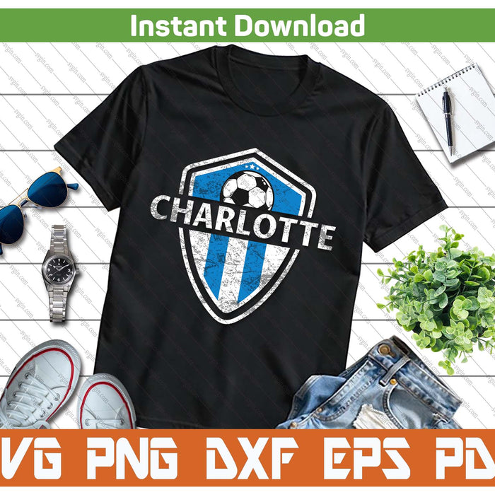 Charlotte Jersey Fan Badge Distressed SVG PNG Cutting Files