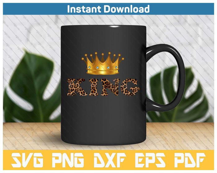 Cheetah Print King Couples Matching SVG PNG Cutting Files