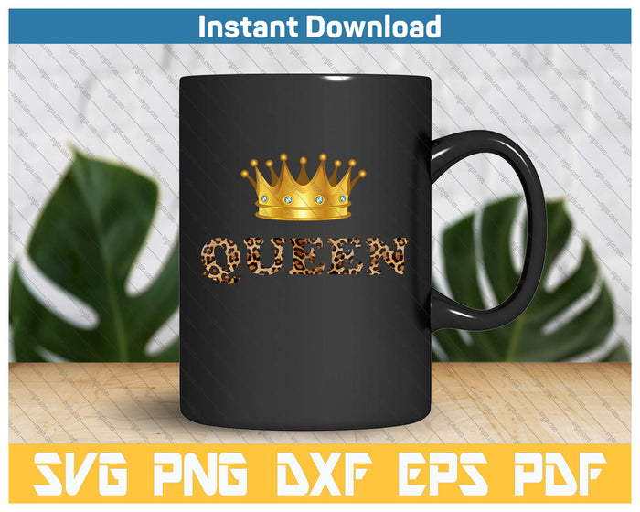 Cheetah Print Queen Couples Matching SVG PNG Cutting Files