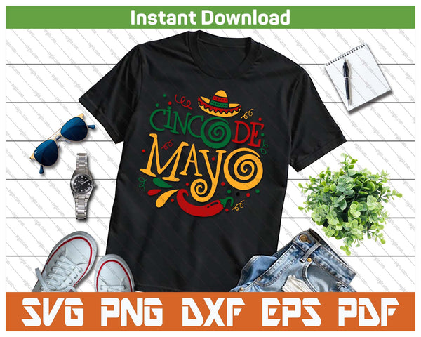 Cinco De Mayo Mexican Fiesta SVG PNG Cutting Files