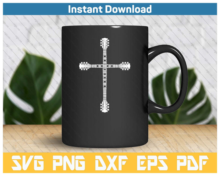 Cool Christian Guitar Cross Funny Musician Guitarist SVG PNG Cutting Files