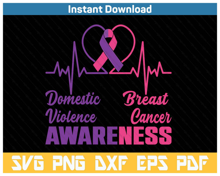 Domestic Violence & Breast Cancer Awareness Month Warrior SVG PNG Cutting Files