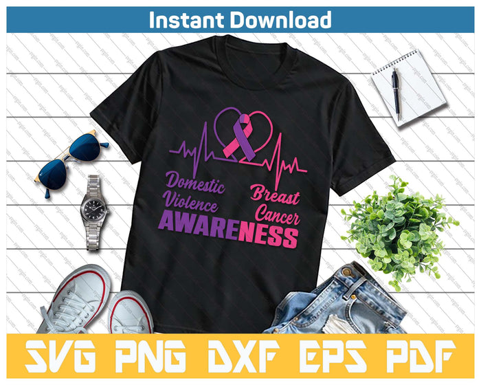 Domestic Violence & Breast Cancer Awareness Month Warrior SVG PNG Cutting Files