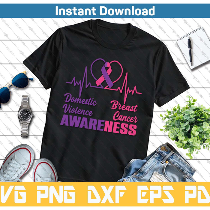 Domestic Violence & Breast Cancer Awareness Month Warrior SVG PNG Cutting Files