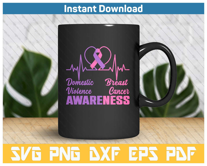 Domestic Violence & Breast Cancer Awareness Month Warrior SVG PNG Cutting Files