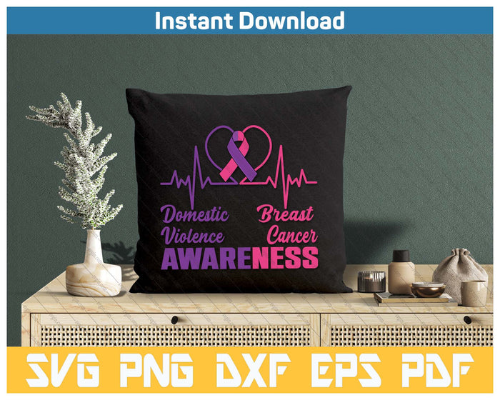 Domestic Violence & Breast Cancer Awareness Month Warrior SVG PNG Cutting Files