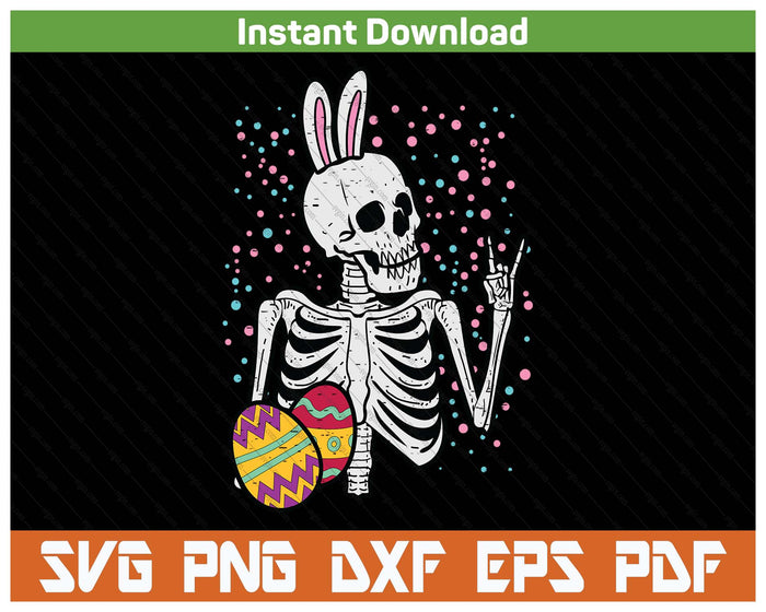 Easter Skeleton Bunny Rock Hand Rocker Boys SVG PNG Cutting Files