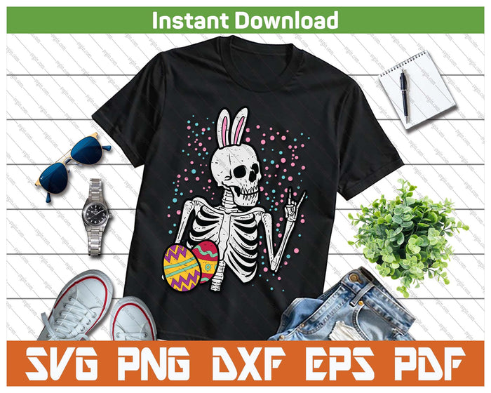 Easter Skeleton Bunny Rock Hand Rocker Boys SVG PNG Cutting Files