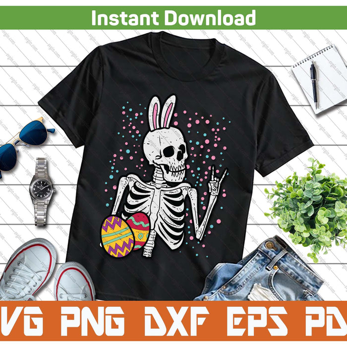 Easter Skeleton Bunny Rock Hand Rocker Boys SVG PNG Cutting Files