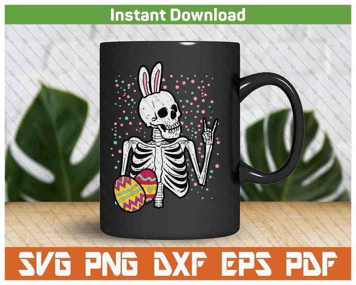 Easter Skeleton Bunny Rock Hand Rocker Boys SVG PNG Cutting Files