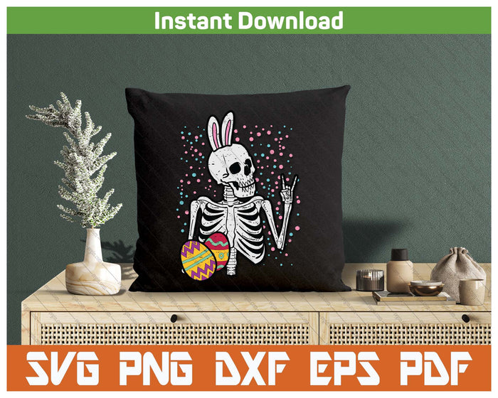 Easter Skeleton Bunny Rock Hand Rocker Boys SVG PNG Cutting Files