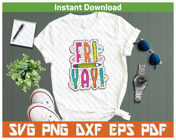 Happy Friyay Dalmatian Dots Funny Kindergarten Teacher SVG PNG Cutting Files