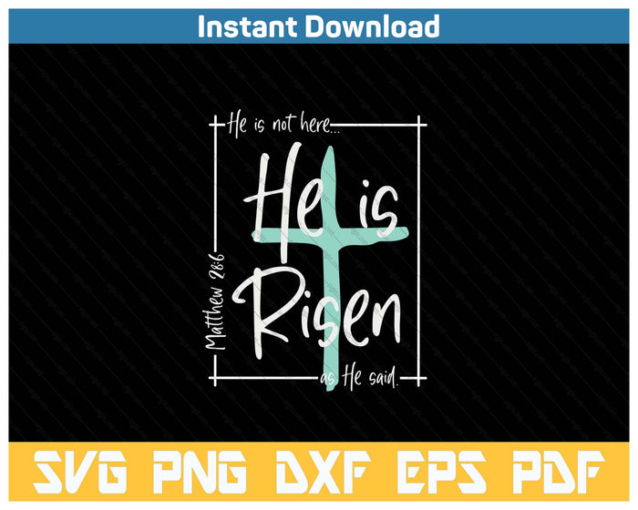 He Is Risen Easter Christian Cross SVG PNG Cutting Files