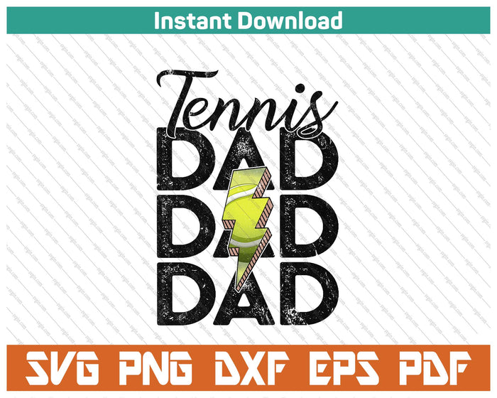 Lightning Bolt Tennis Dad SVG PNG Cutting Files