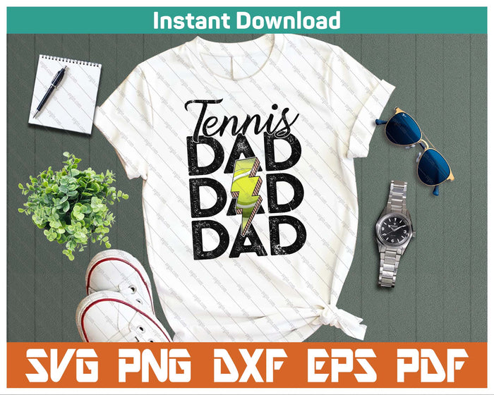 Lightning Bolt Tennis Dad SVG PNG Cutting Files