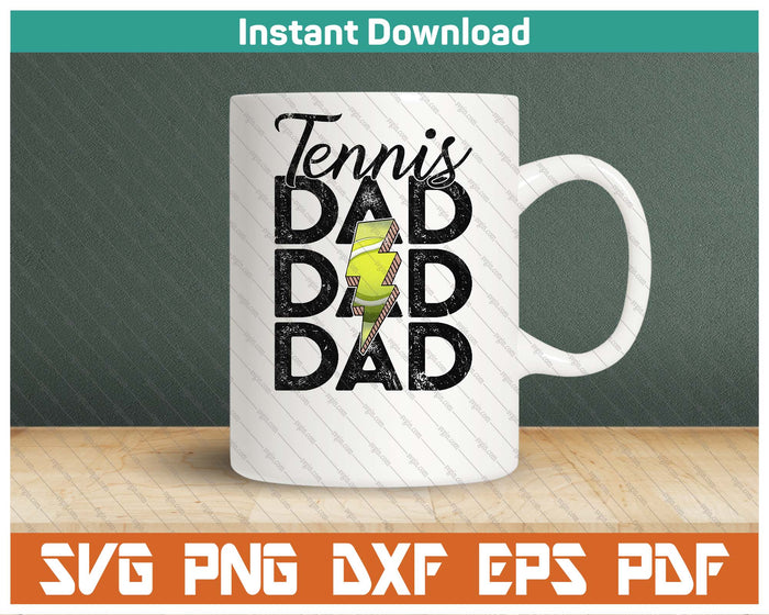 Lightning Bolt Tennis Dad SVG PNG Cutting Files