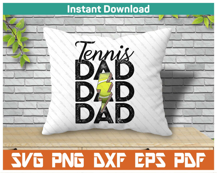 Lightning Bolt Tennis Dad SVG PNG Cutting Files