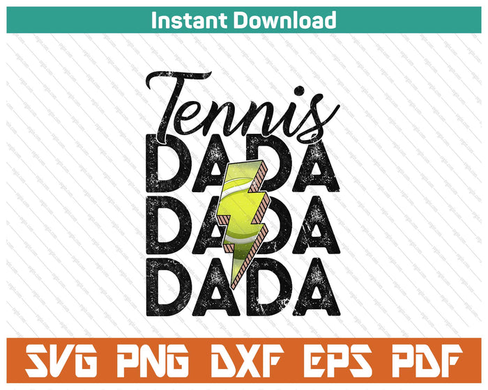 Lightning Bolt Tennis Dada SVG PNG Cutting Files