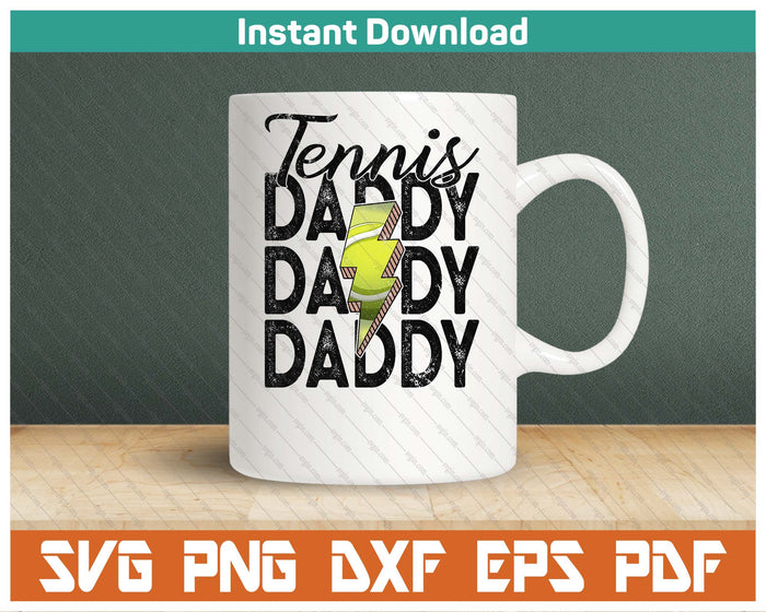 Lightning Bolt Tennis Daddy SVG PNG Cutting Files