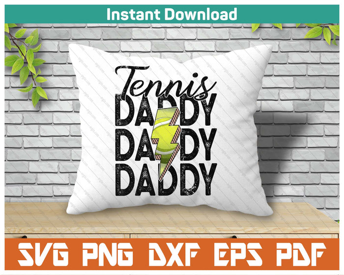 Lightning Bolt Tennis Daddy SVG PNG Cutting Files