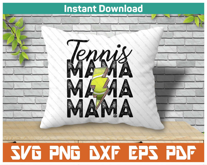 Lightning Bolt Tennis Mama SVG PNG Cutting Files