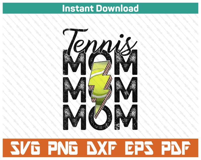 Lightning Bolt Tennis Mom SVG PNG Cutting Files