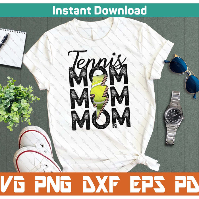 Lightning Bolt Tennis Mom SVG PNG Cutting Files