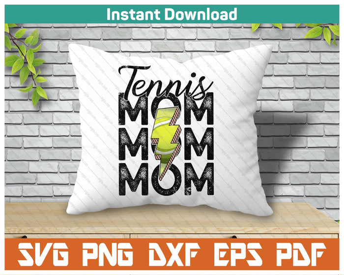 Lightning Bolt Tennis Mom SVG PNG Cutting Files