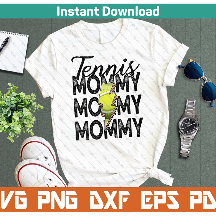 Lightning Bolt Tennis Mommy SVG PNG Cutting Files