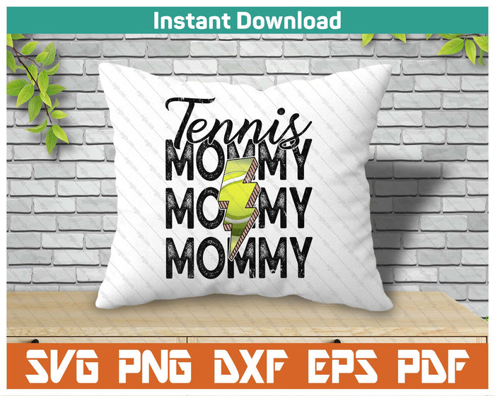 Lightning Bolt Tennis Mommy SVG PNG Cutting Files