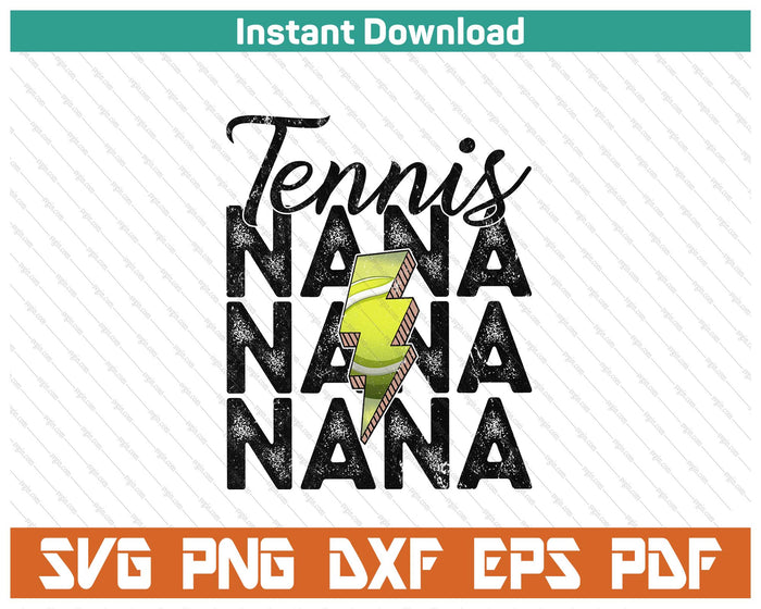 Lightning Bolt Tennis Nana SVG PNG Cutting Files