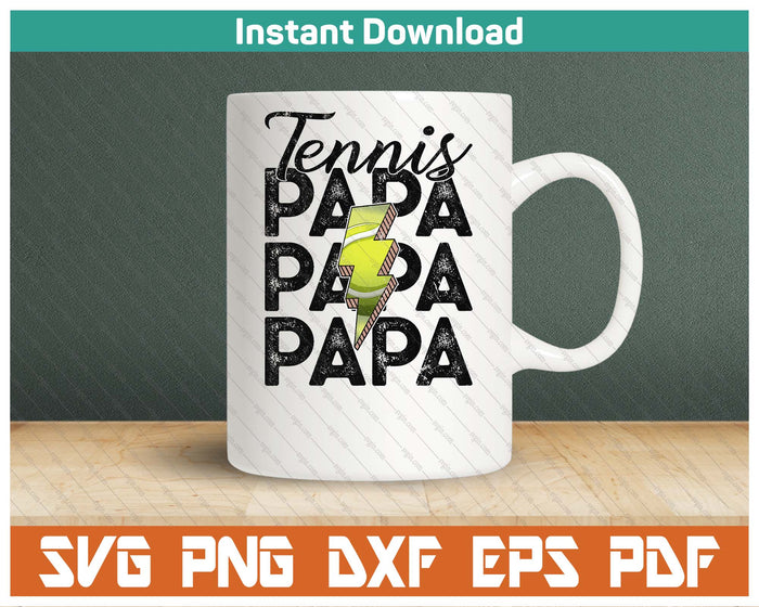 Lightning Bolt Tennis Papa SVG PNG Cutting Files