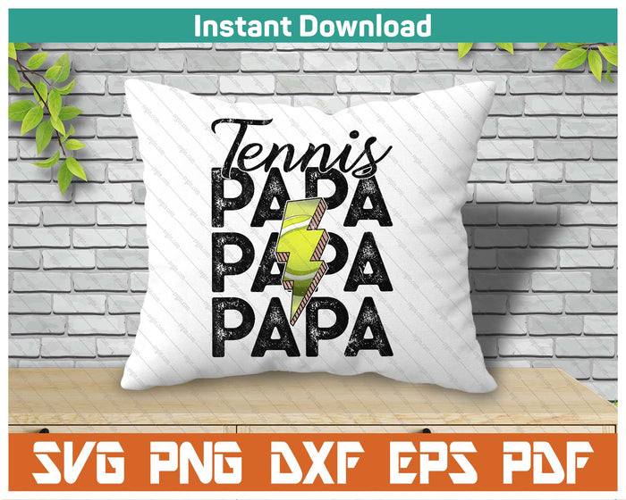 Lightning Bolt Tennis Papa SVG PNG Cutting Files