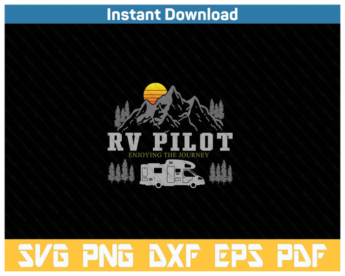 Motorhome Pilots Vintage Mountain Camping Road Trip SVG PNG Cutting Files