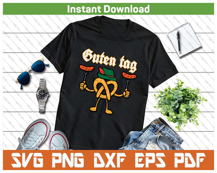 Oktoberfest Guten Tag Pretzel German Costume SVG PNG Cutting Files