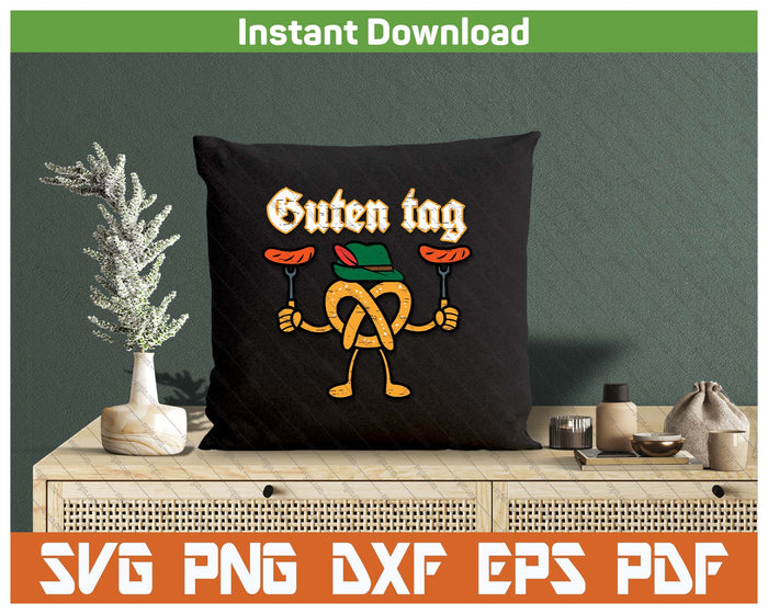 Oktoberfest Guten Tag Pretzel German Costume SVG PNG Cutting Files