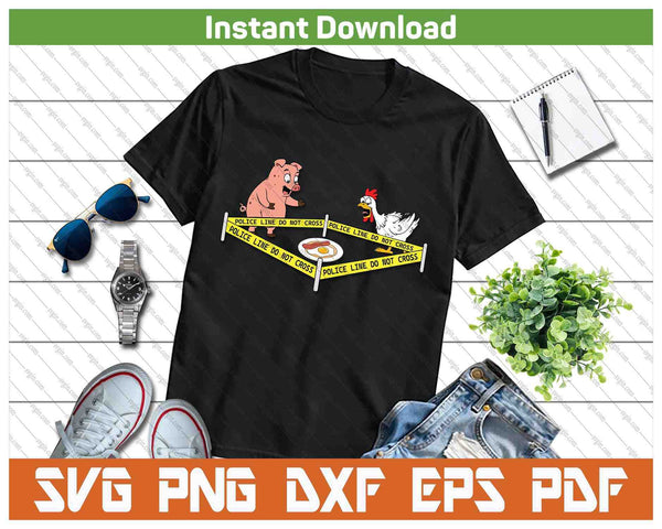 Police Line Do Not Cross Pig And Chicken Funny Food SVG PNG Cutting Files