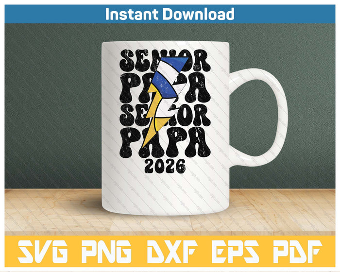 Proud Volleyball Senior Papa 2026 SVG PNG Cutting Files