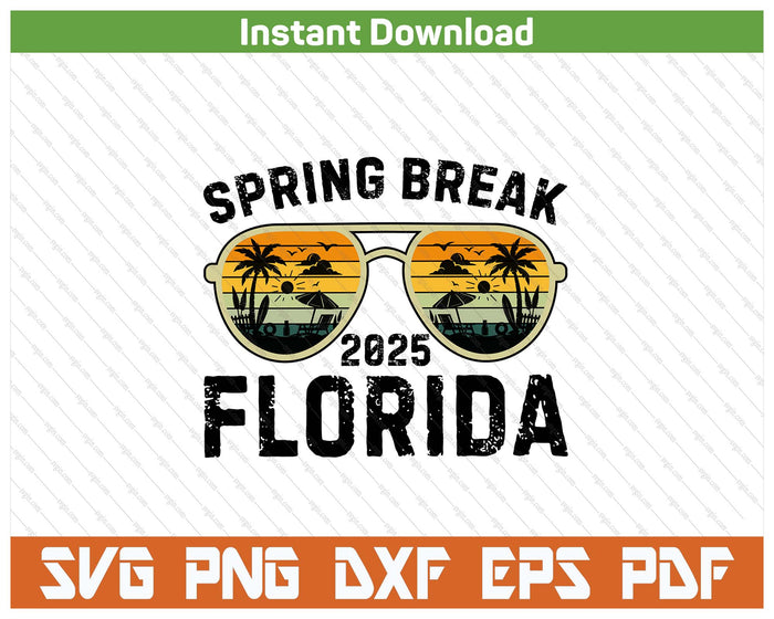 Spring Break Florida 2025 Family Vacation Matching Retro SVG PNG Cutting Files