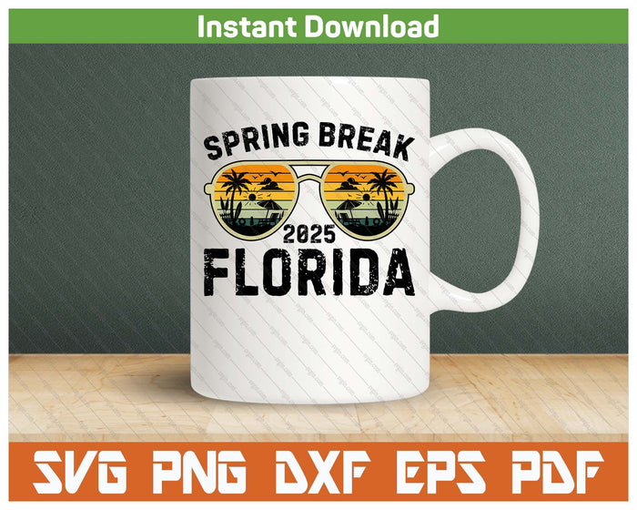 Spring Break Florida 2025 Family Vacation Matching Retro SVG PNG Cutting Files