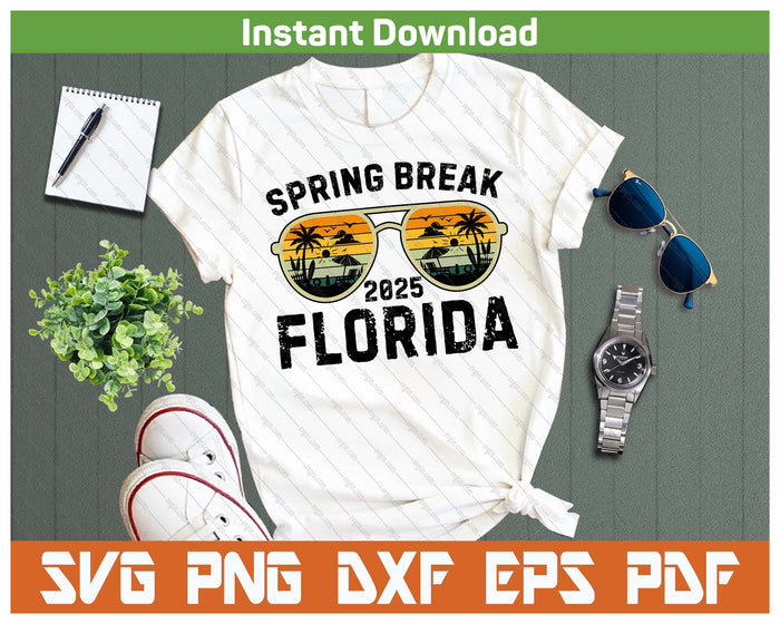 Spring Break Florida 2025 Family Vacation Matching Retro SVG PNG Cutting Files