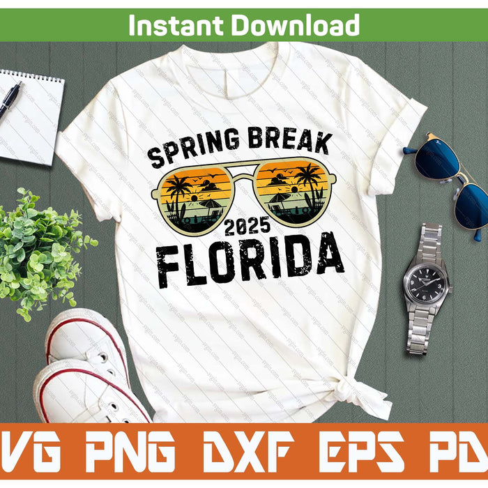 Spring Break Florida 2025 Family Vacation Matching Retro SVG PNG Cutting Files