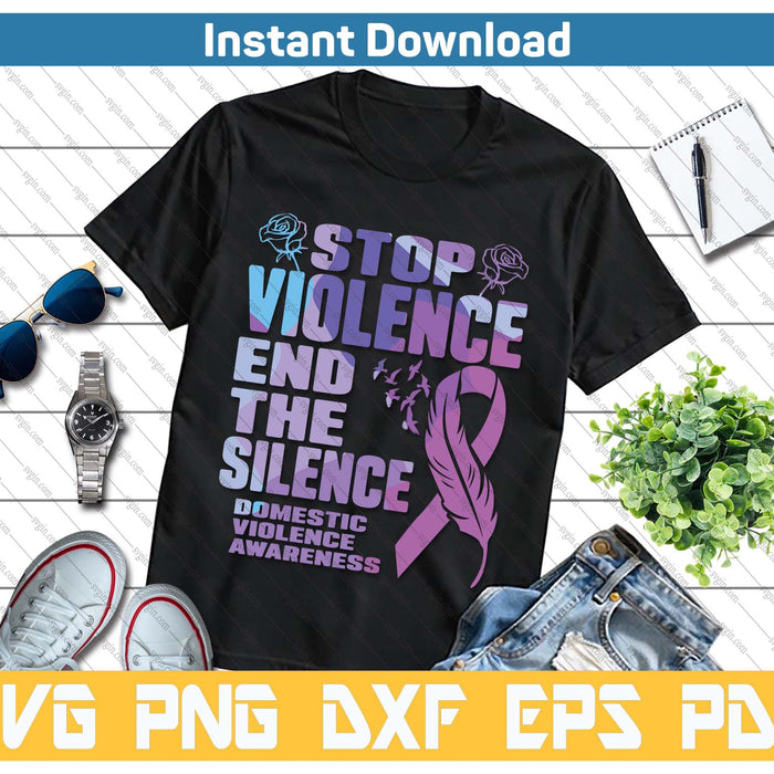 Stop Domestic Violence End Silence Awareness SVG PNG Cutting Files