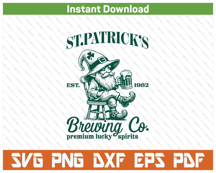 Vintage Funny St Patricks Day Gnome Drink Beer SVG PNG Cutting Files