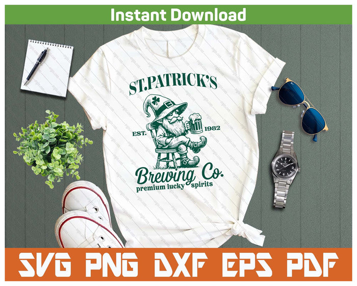 Vintage Funny St Patricks Day Gnome Drink Beer SVG PNG Cutting Files