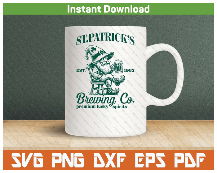 Vintage Funny St Patricks Day Gnome Drink Beer SVG PNG Cutting Files