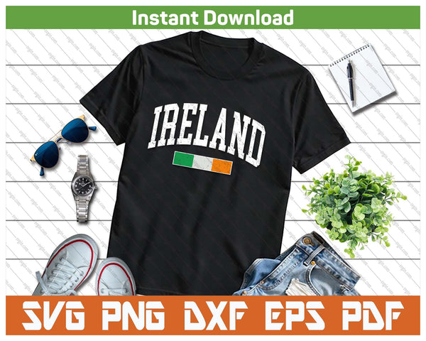 Vintage Ireland Flag Irish Retro Throwback SVG PNG Cutting Files